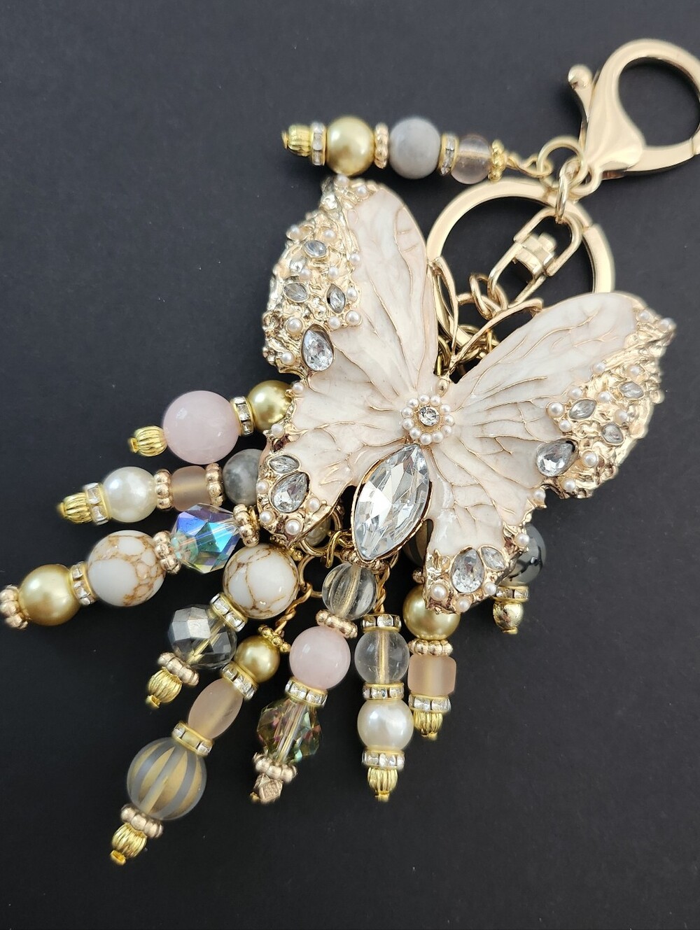 Dolly Tribute Butterfly Purse Charm or Keychain Agate Jasper Handcrafted